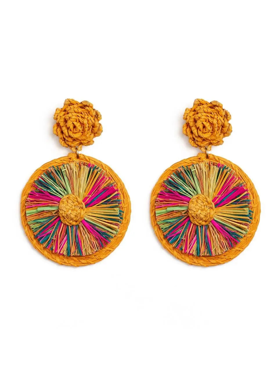 Round straw earring - Sol design Bestofcolombia1