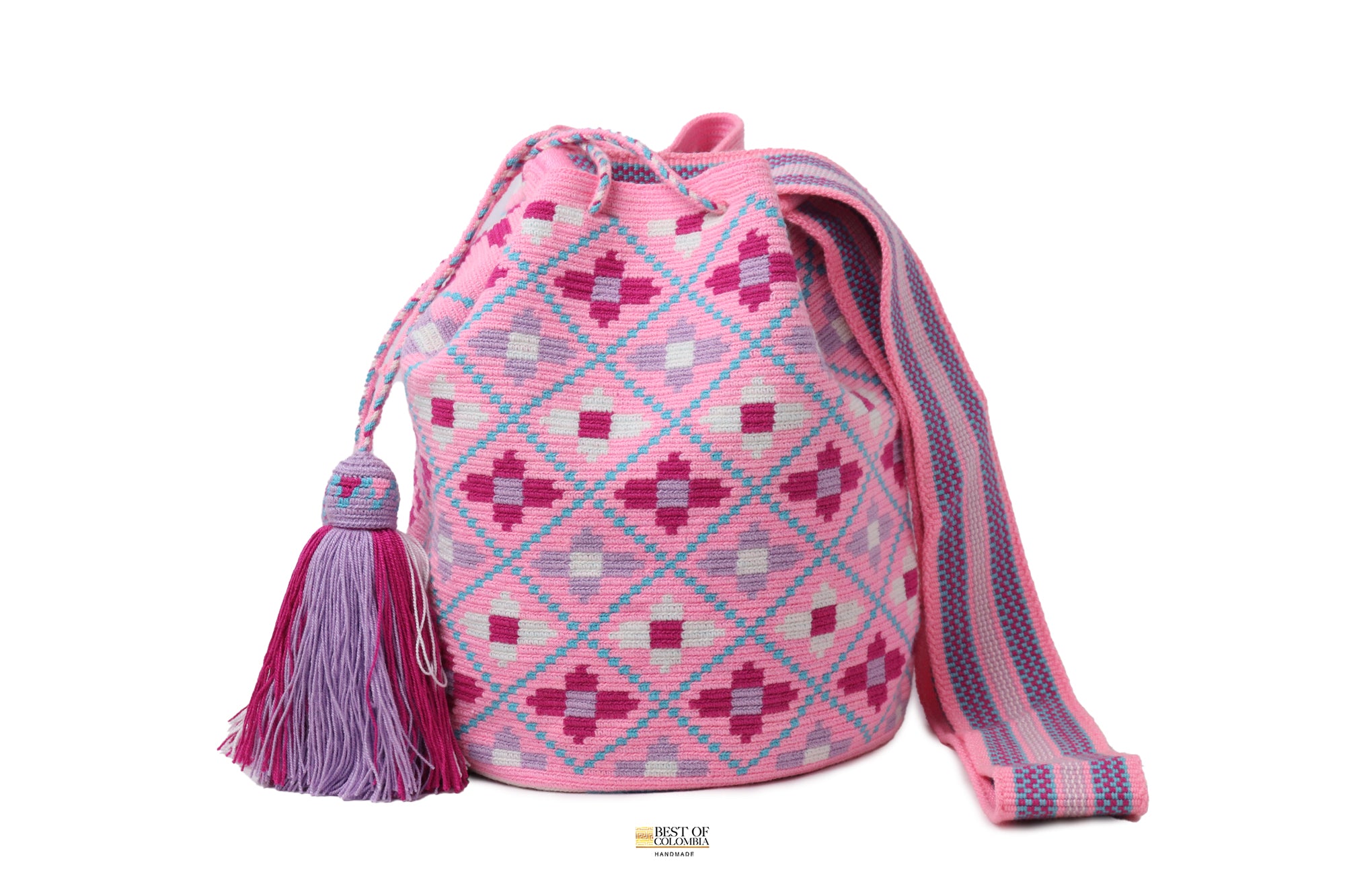 1T Pink Garden Wayuu Mochila Bag - Large