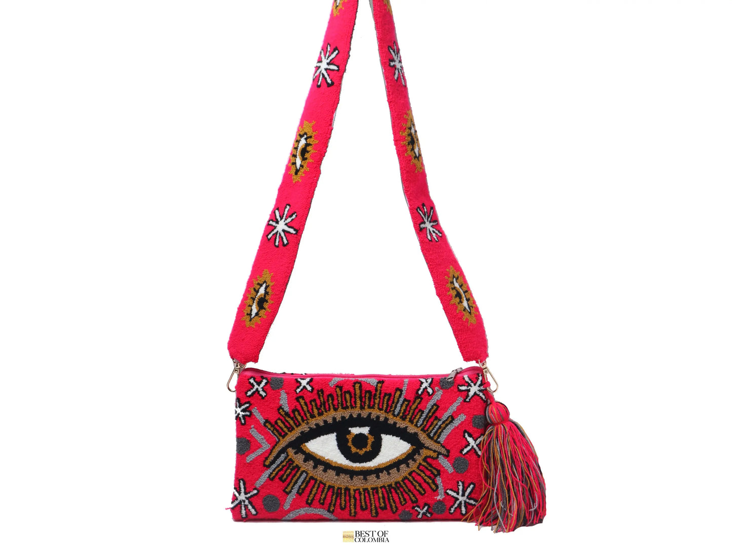 Red Evil Eye Clutch with Strap - Best of Colombia