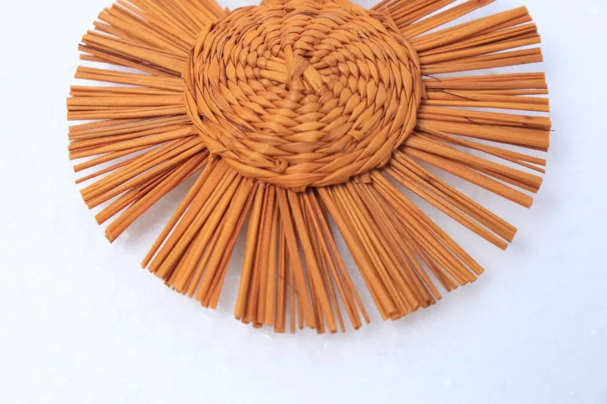 Mustard Round iraca Earrings - Best of Colombia