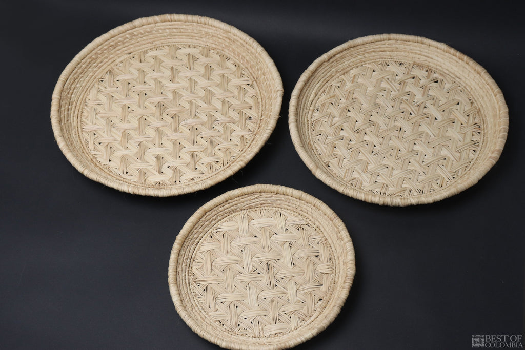 3 Piece iraca Round Trays - Hand woven - Best of Colombia