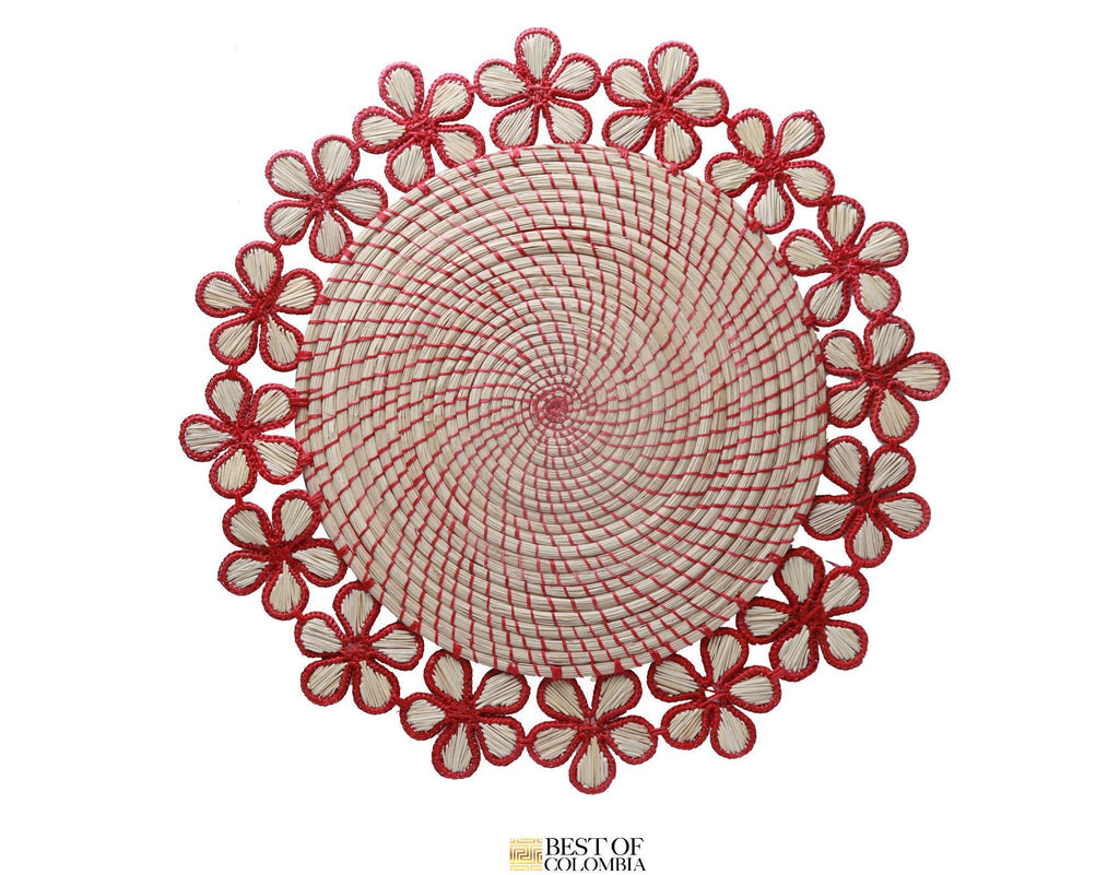 Red Floral Iraca Placemat - Best of Colombia