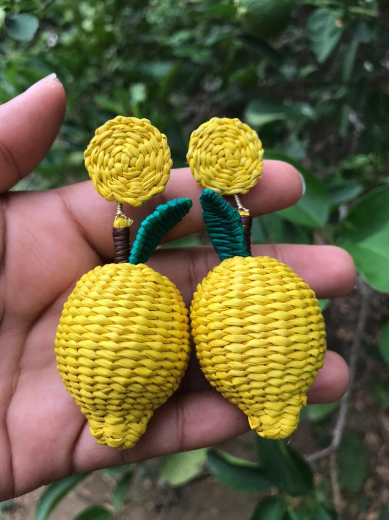 Lemon iraca Earrings - Best of Colombia