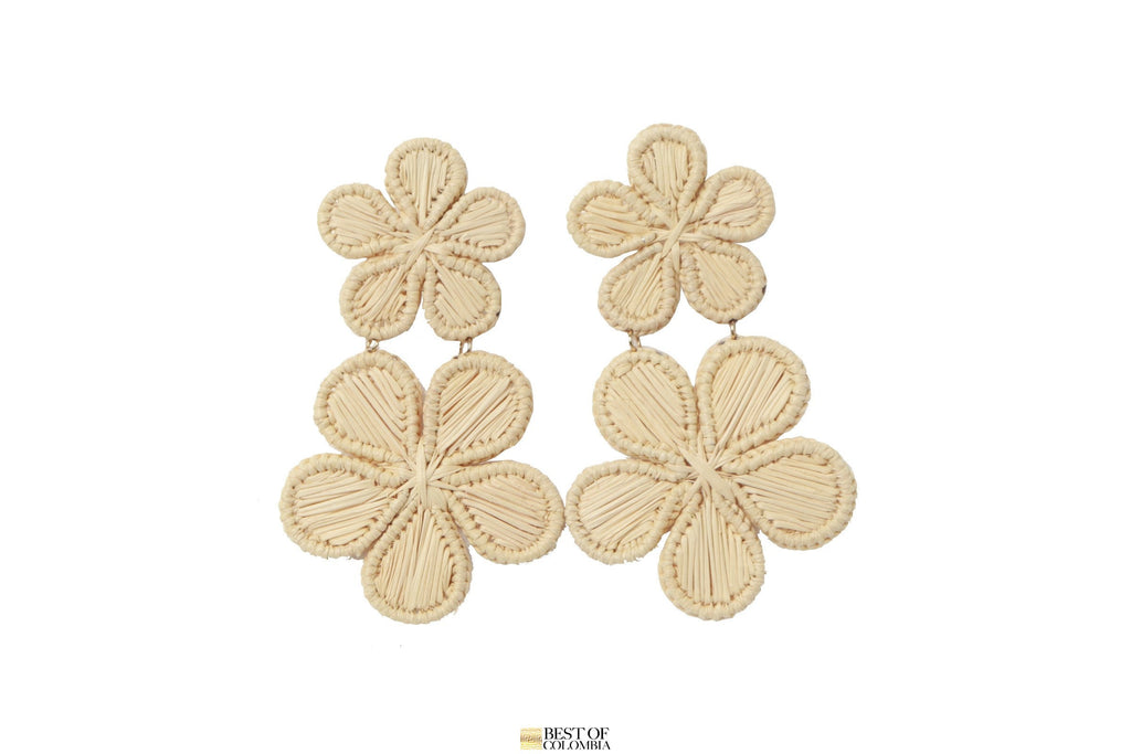 Dos Flores Iraca/Raffia Earrings - Best of Colombia