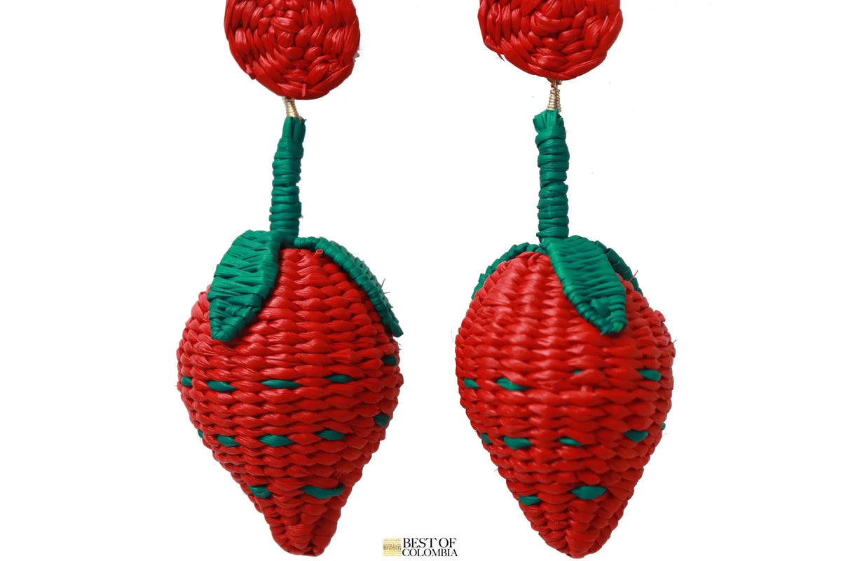 Strawberry iraca Earrings - Best of Colombia