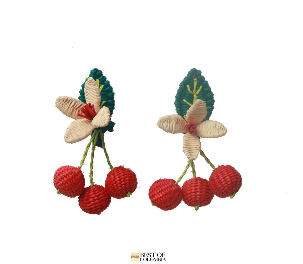 Cherry Blossom Earrings - Raffia - Best of Colombia