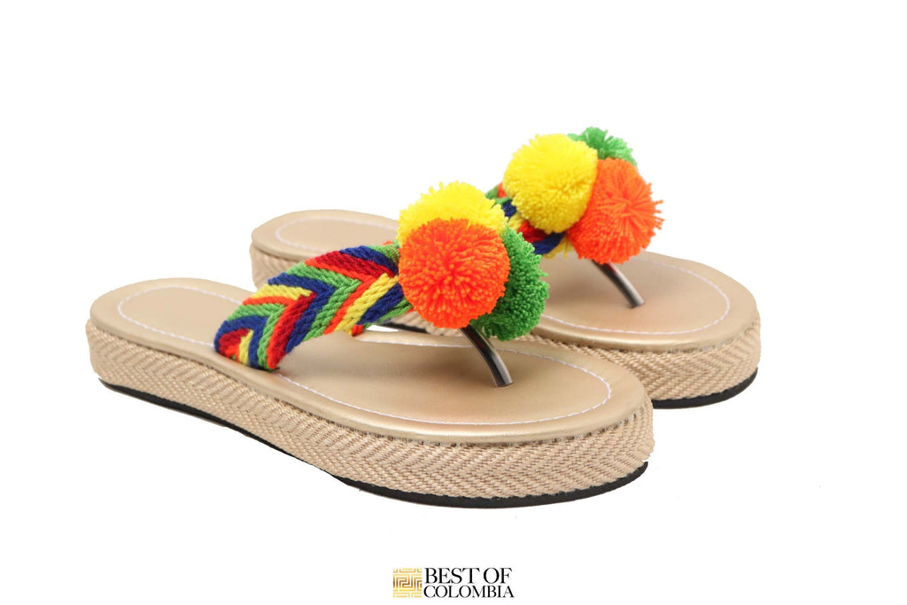 Colorfull Handwoven PomPom Sandals - Best of Colombia
