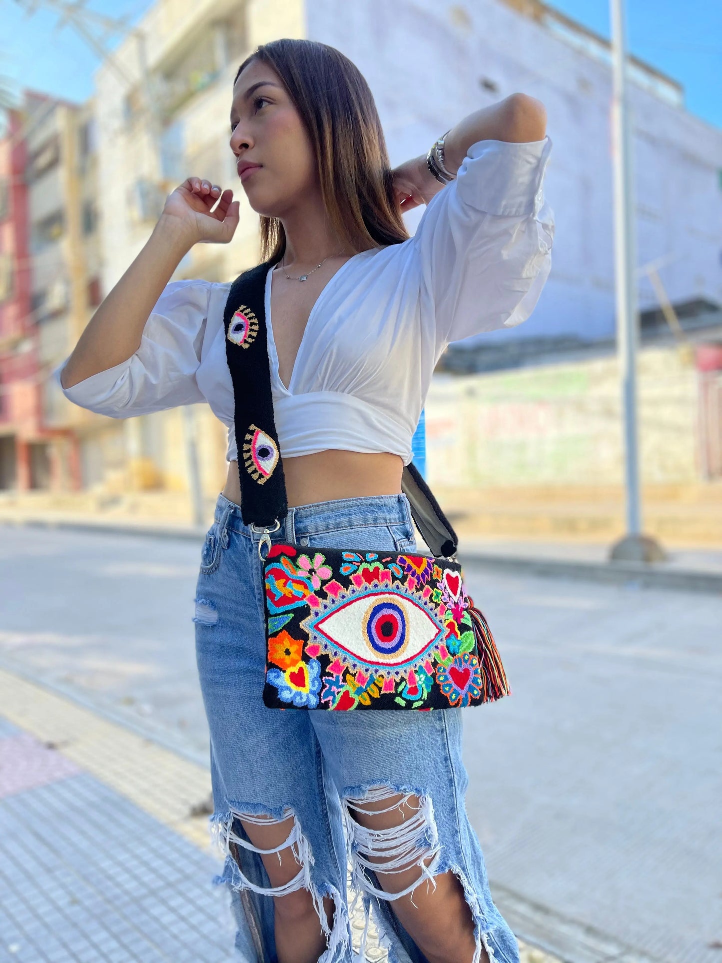 Floral Eye Clutch with Strap - Best of Colombia
