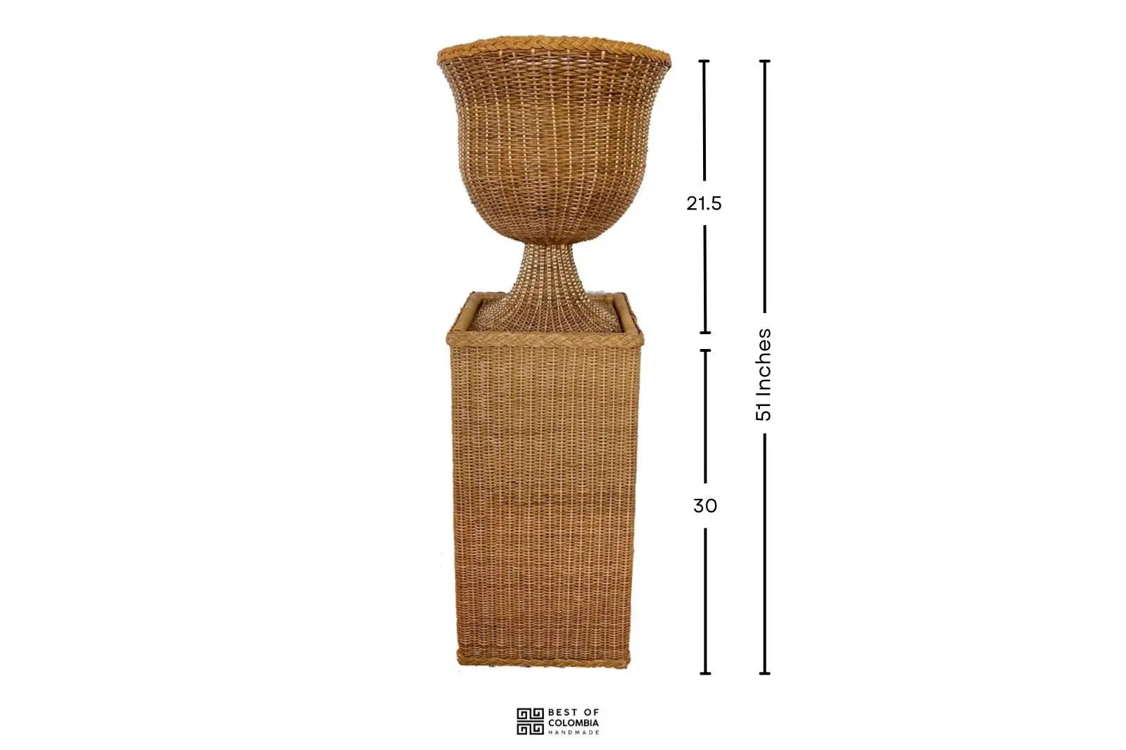 Wicker/Rattan Urn & Pedestal - 30in Best of Colombia