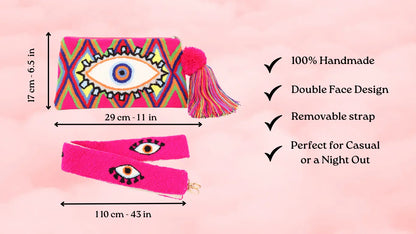 Rosa Evil Eye Clutch + Removable Strap Best of Colombia