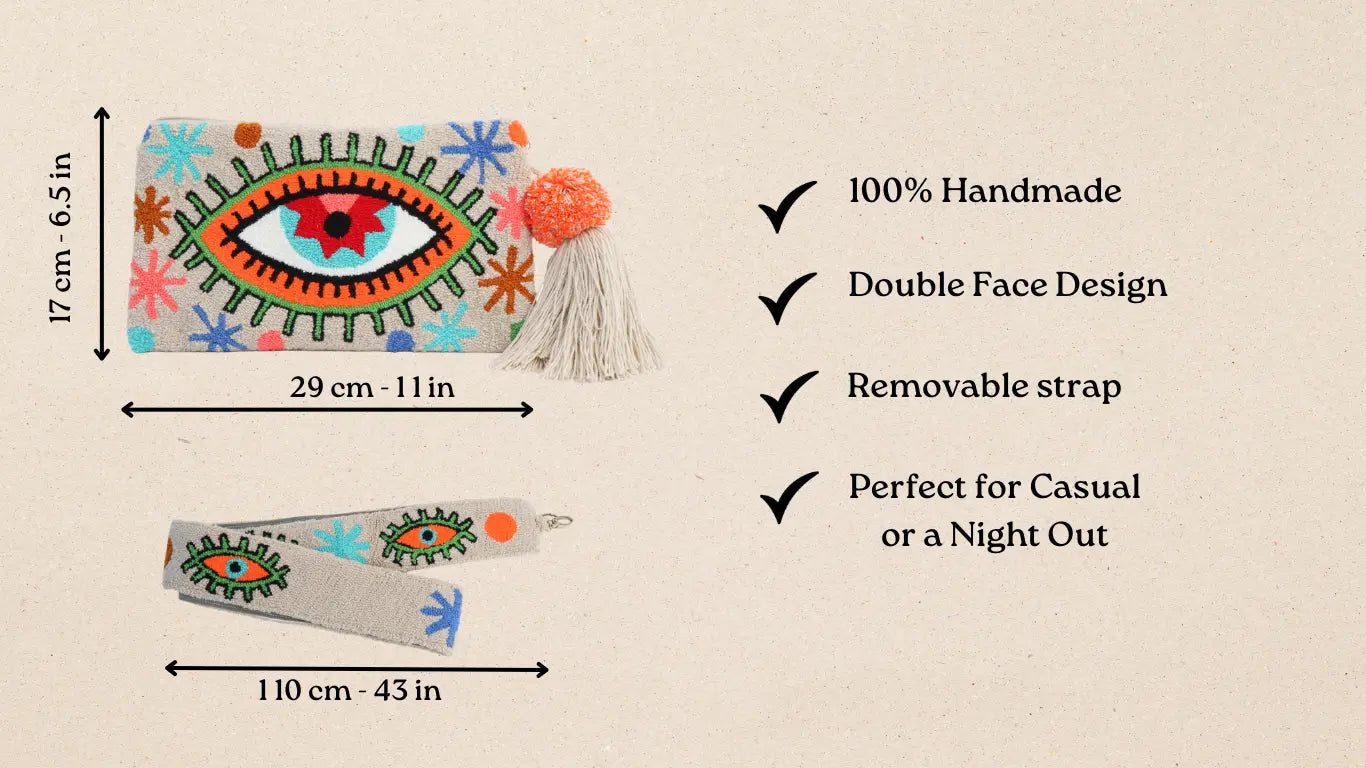 Joyful Beige Eye Clutch - Limited Edition Best of Colombia