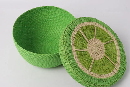 Iraca Straw Fruit Bowls with Lid - Lemon Bestofcolombia1