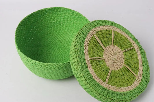 Iraca Straw Fruit Bowls with Lid - Lemon Bestofcolombia1
