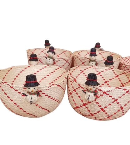 Snowman Woven baskets/bowls - Holiday Edition Raffia Bestofcolombia1