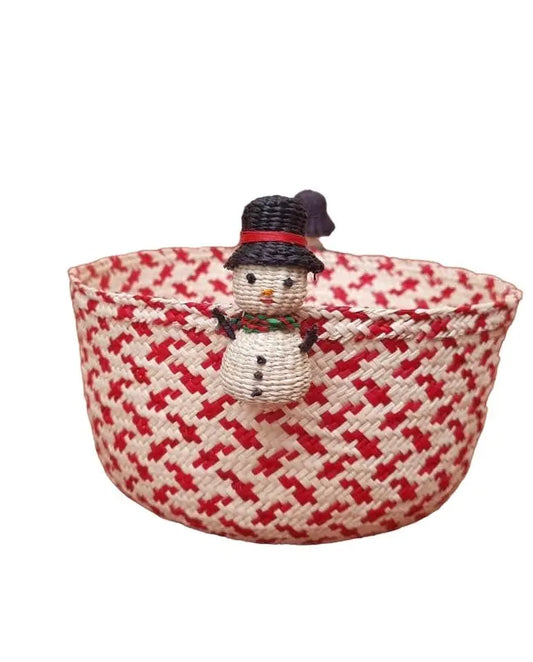 Snowman Woven baskets/bowls - Holiday Edition Raffia Bestofcolombia1