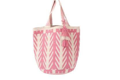 Beige & Pink XL Wayuu Tote Bag Best of Colombia