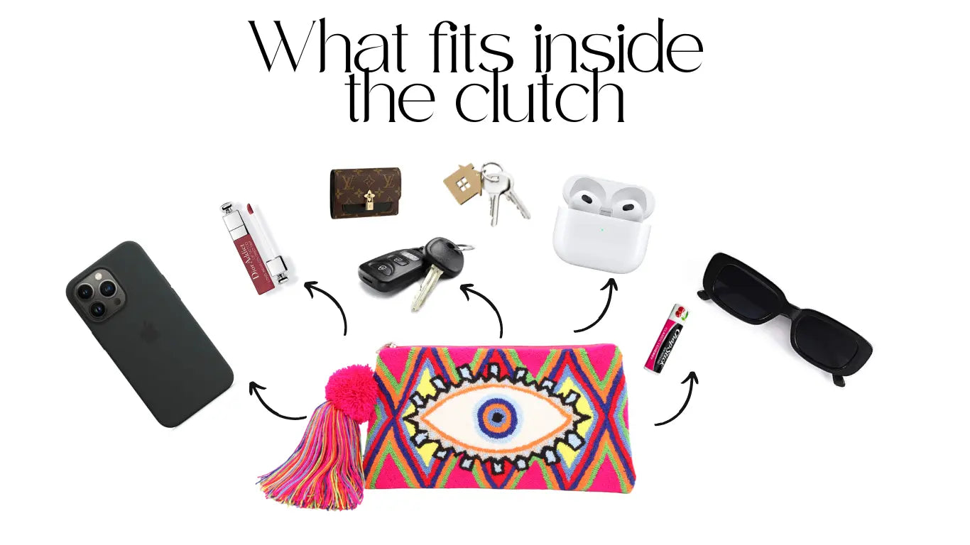 Rosa Evil Eye Clutch + Removable Strap Best of Colombia