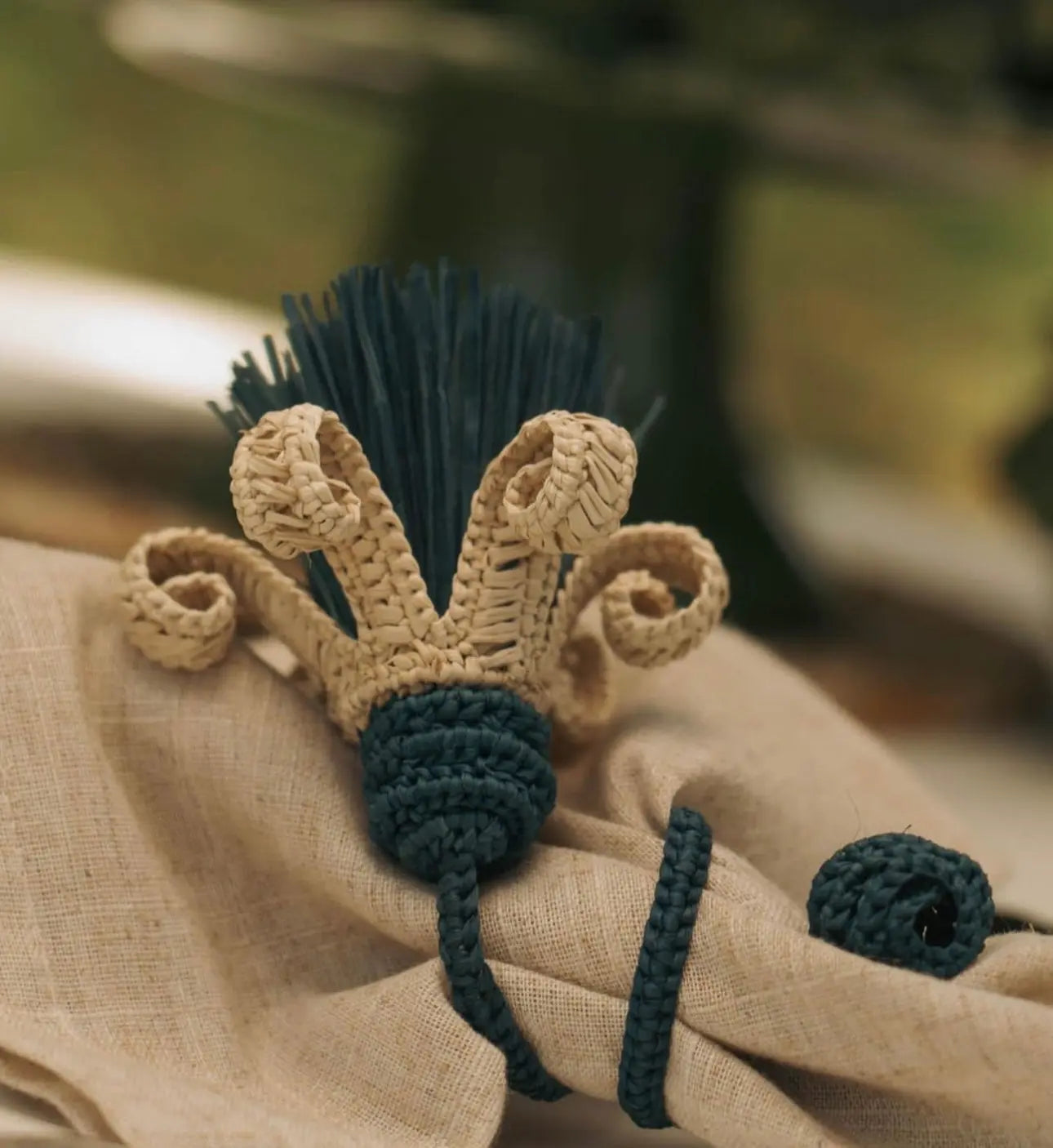 Blue Jasmine Raffia Napkin Ring Bestofcolombia1