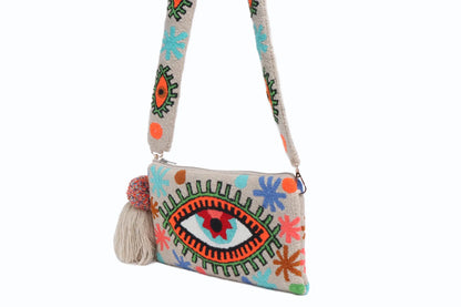Joyful Beige Eye Clutch - Limited Edition Best of Colombia