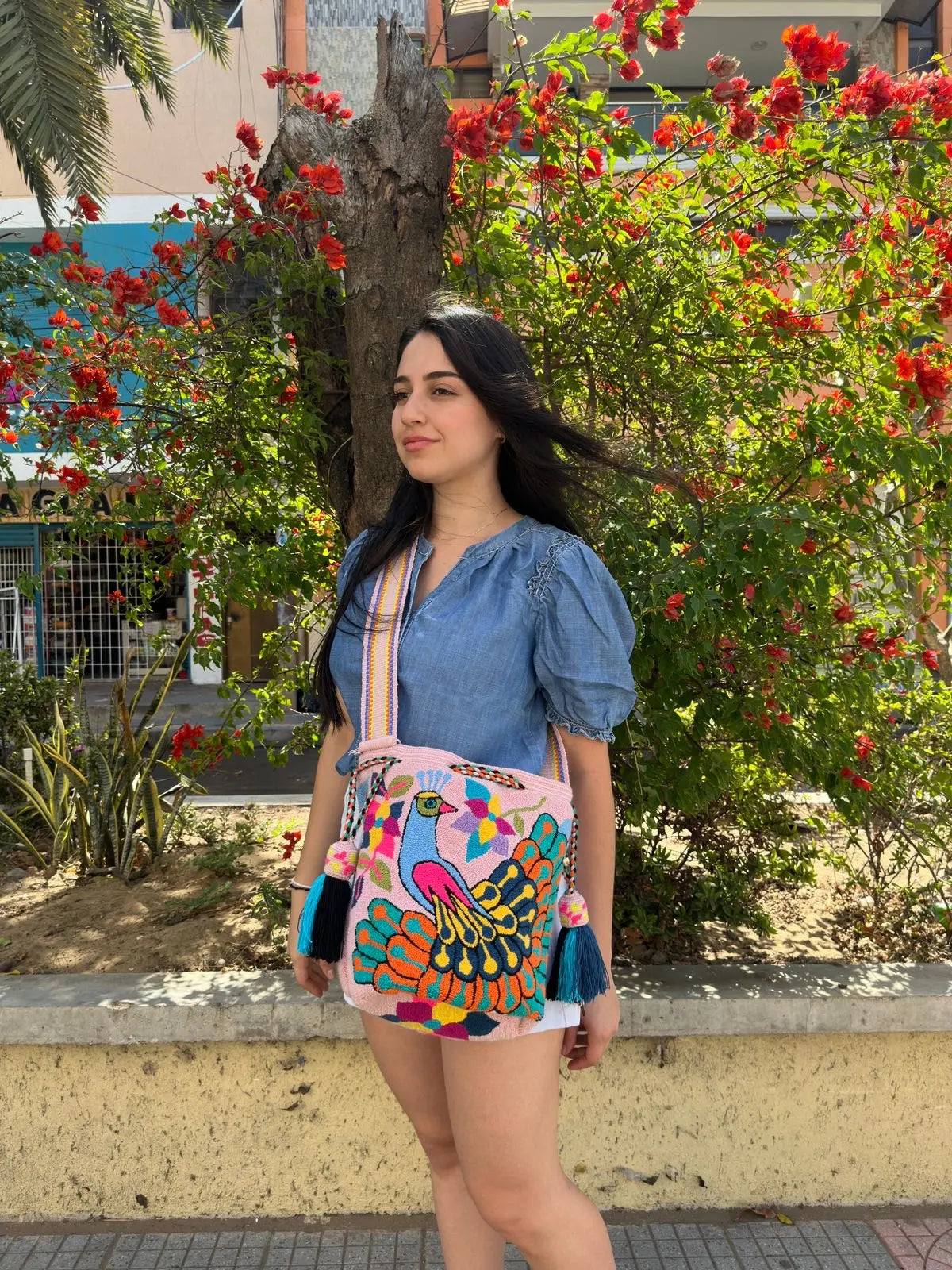 Floral Peacock Wayuu Bag - Crossbody Best of Colombia
