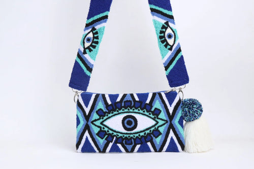 Sky Blue Eye Clutch with Strap Best of Colombia