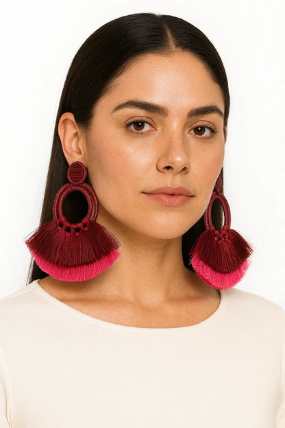 Burgundy 2 Loops Earrings Bestofcolombia1