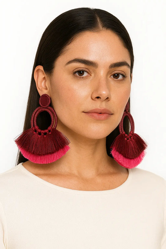 Burgundy 2 Loops Earrings Bestofcolombia1