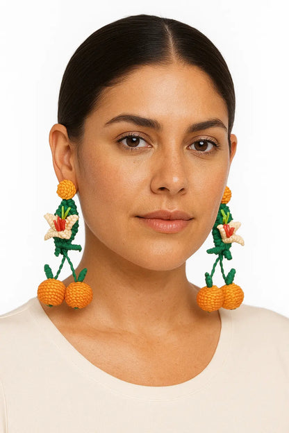 Orange Blossom iraca Earrings Bestofcolombia1