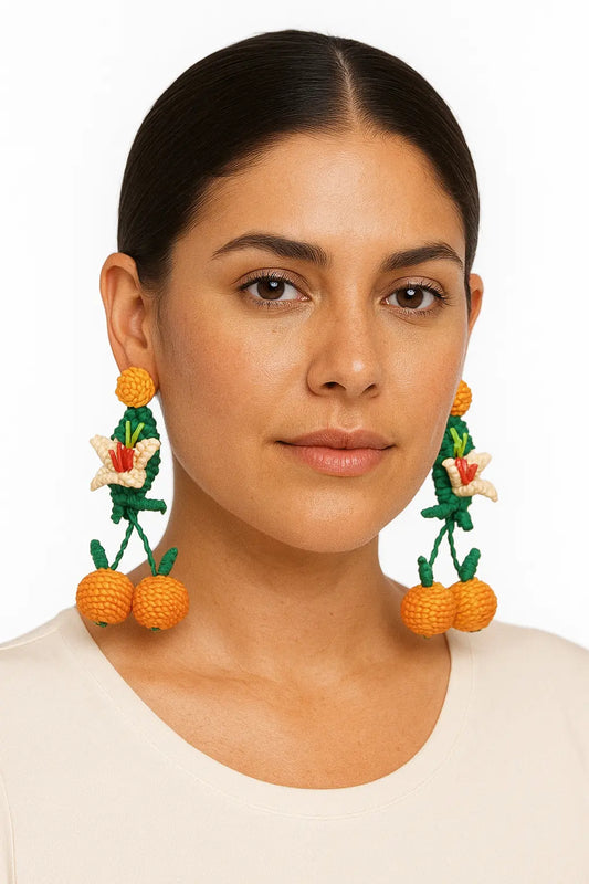 Orange Blossom iraca Earrings Bestofcolombia1
