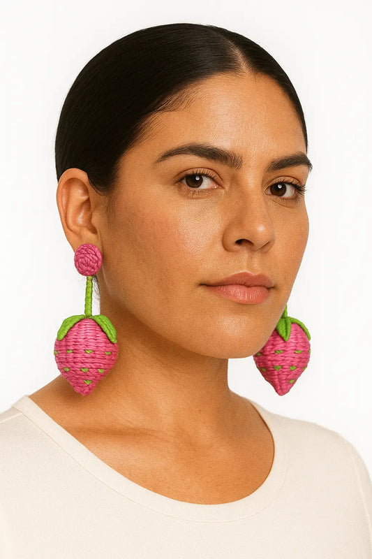 Fuscia Strawberry Earrings Bestofcolombia1