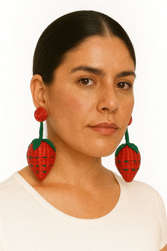 Strawberry iraca Earrings Bestofcolombia1