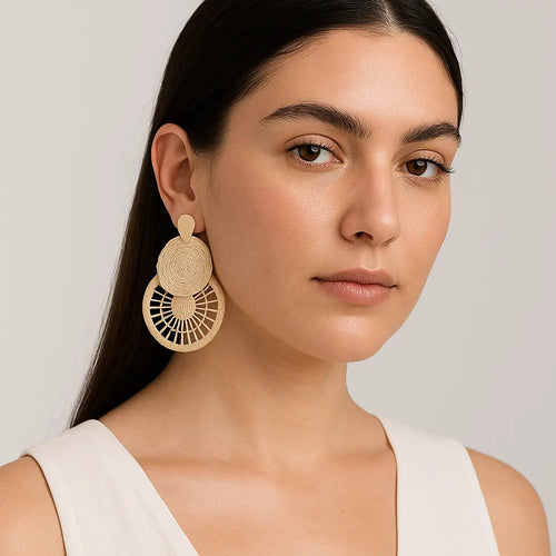 Natural Straw Earrings -  Aros Design Bestofcolombia1