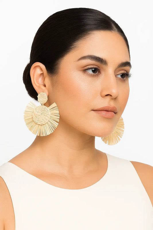 Natural Round iraca Earrings Bestofcolombia1