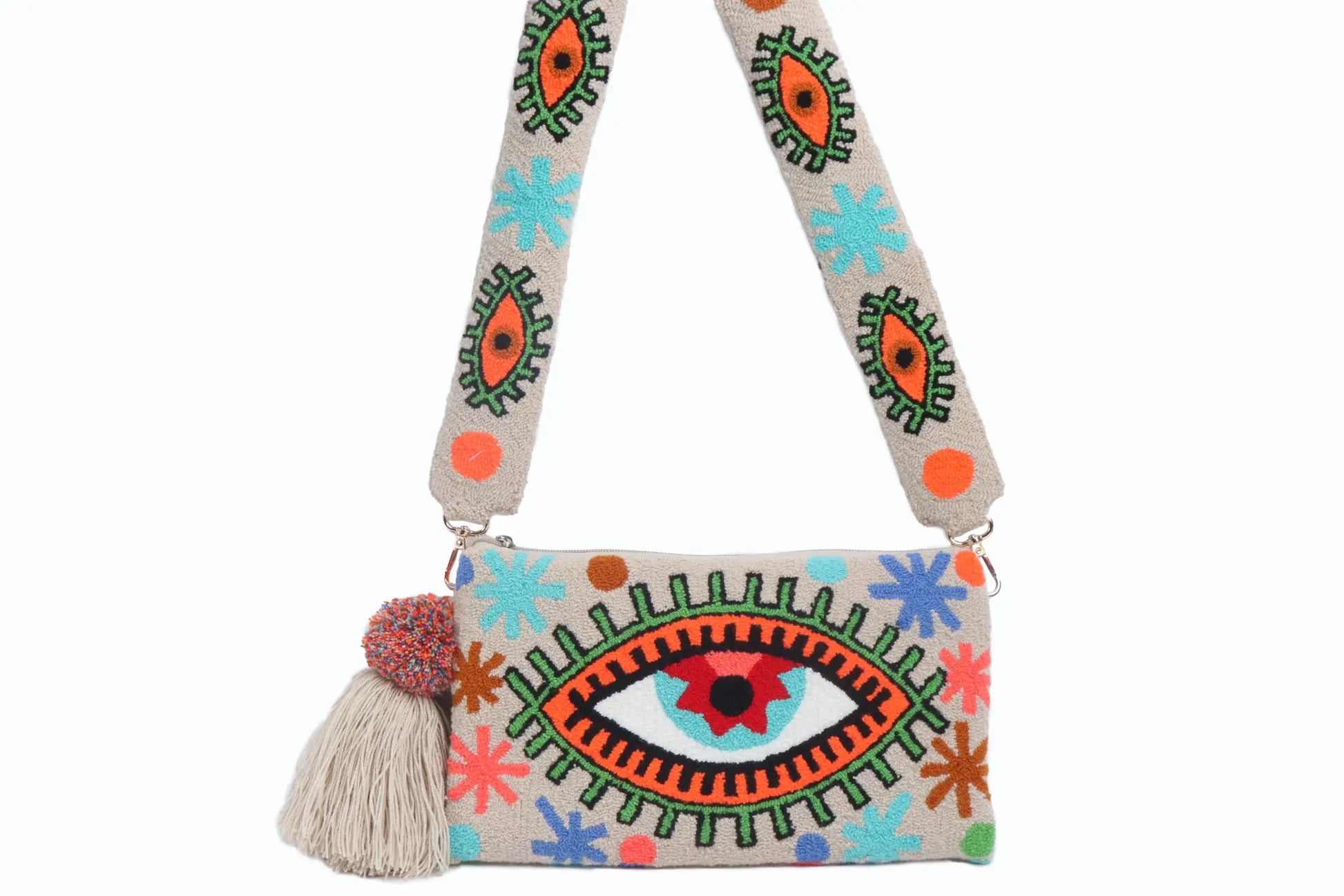 Joyful Beige Eye Clutch - Limited Edition Best of Colombia