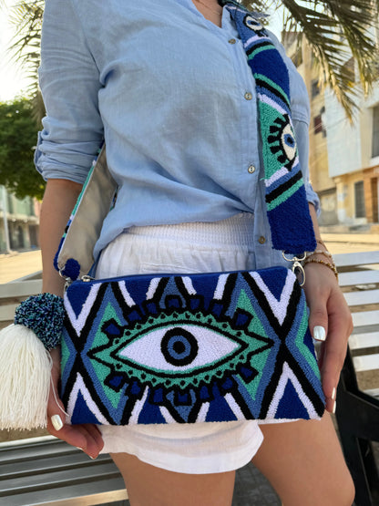 Sky Blue Eye Clutch with Strap Best of Colombia
