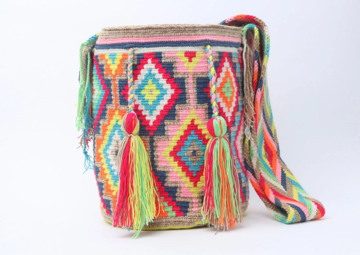 Matizada Pink Wayuu Bag - Large Best of Colombia