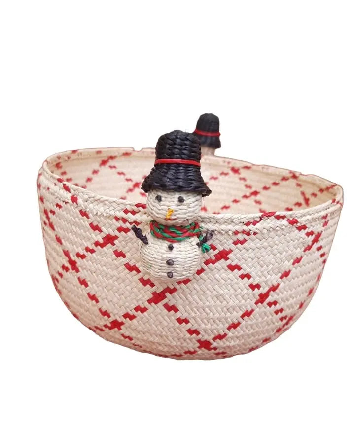 Snowman Woven baskets/bowls - Holiday Edition Raffia Bestofcolombia1