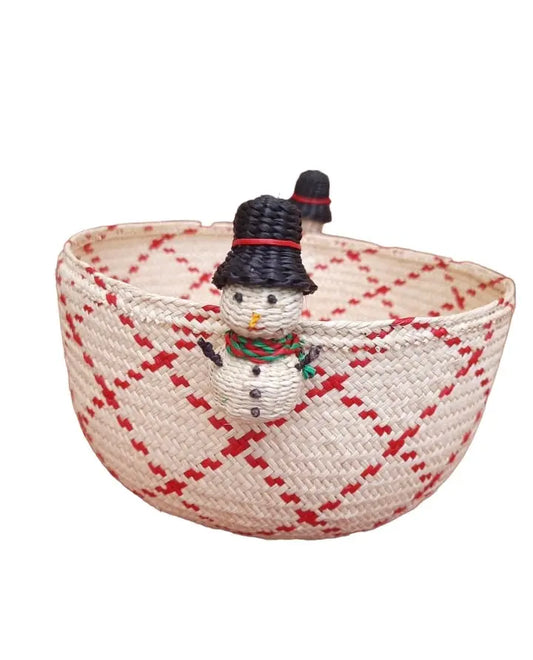 Snowman Woven baskets/bowls - Holiday Edition Raffia Bestofcolombia1