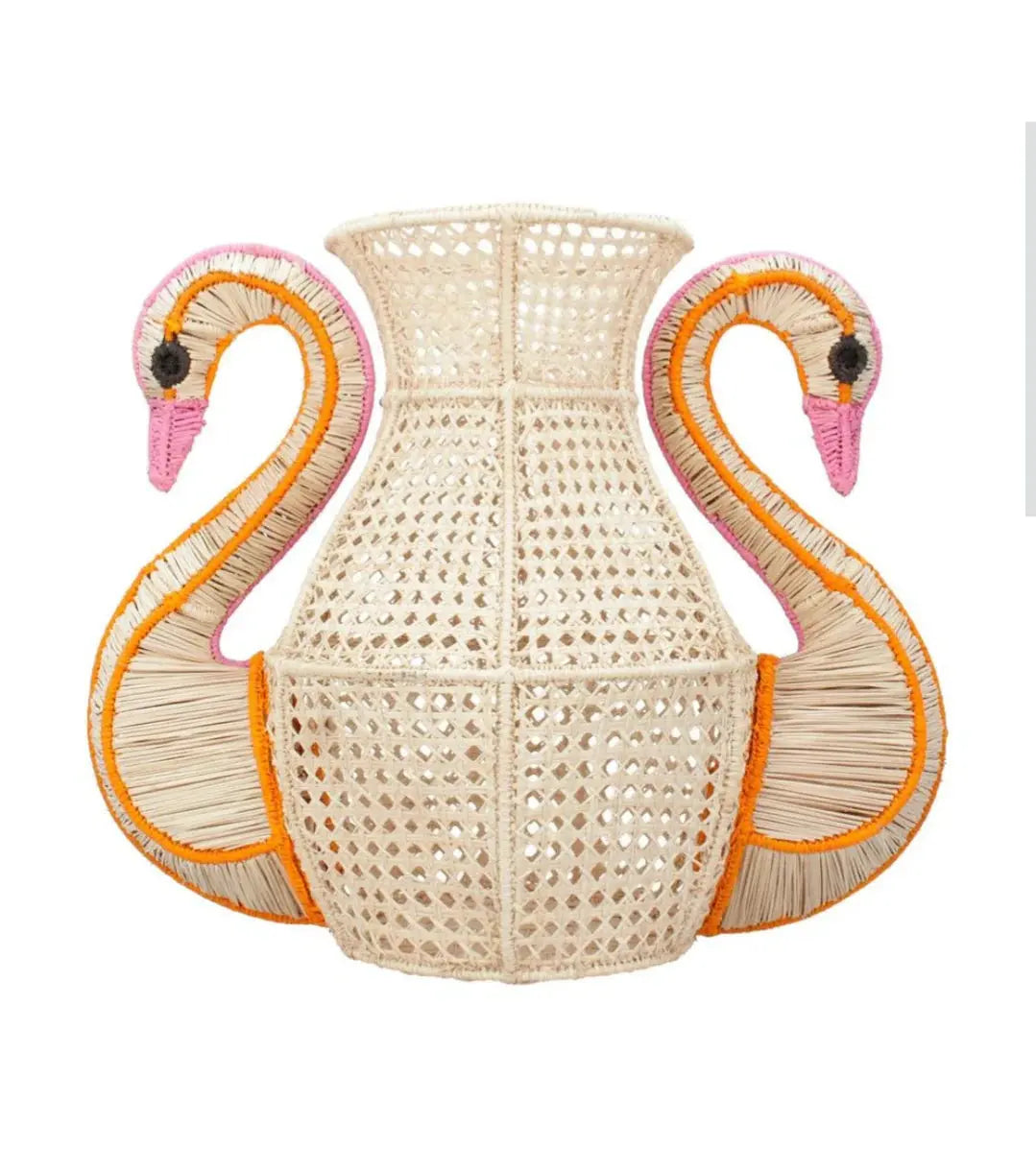 Handwoven Swan Raffia Vase Best of Colombia