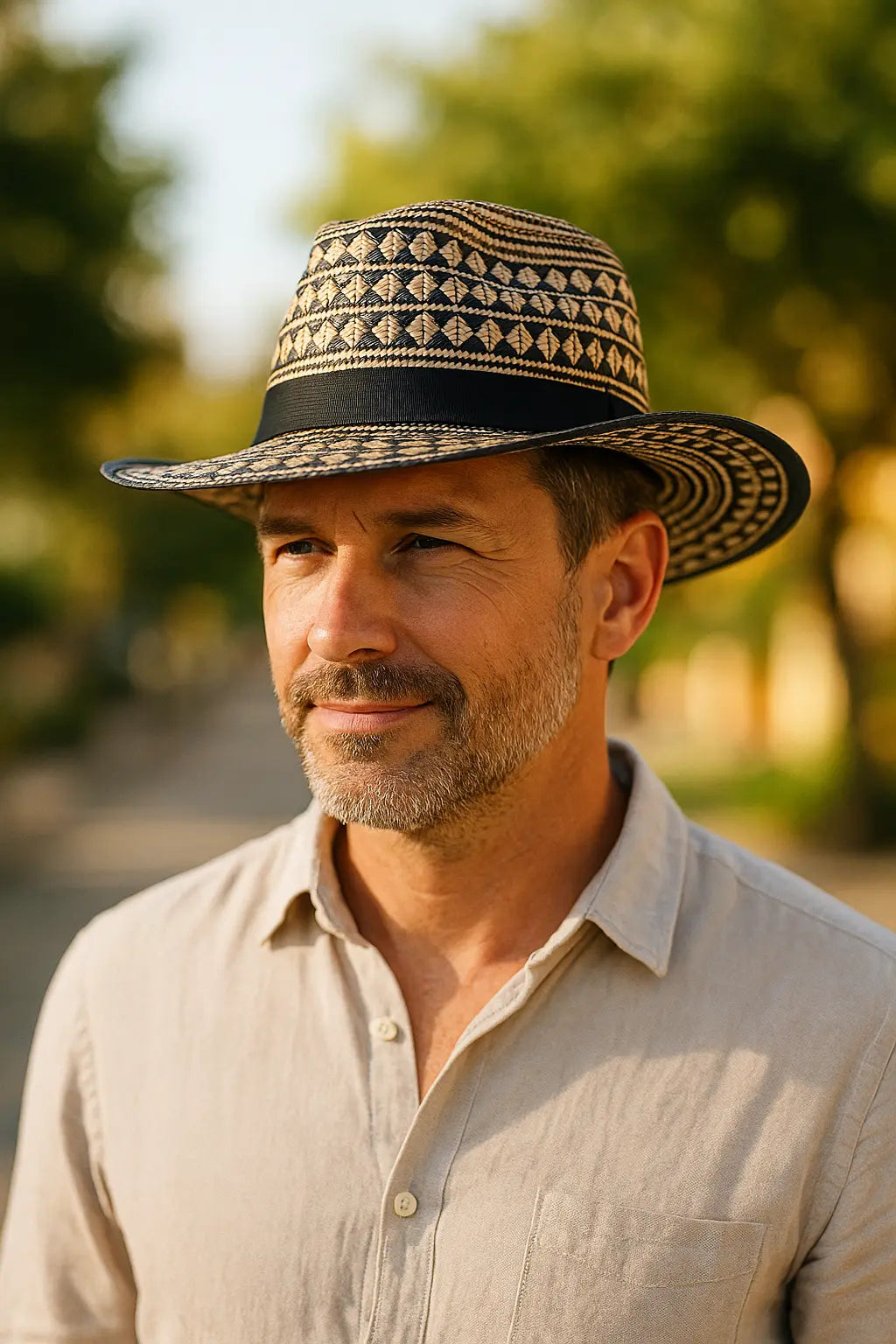 Ojillo Panama Hat - Black & Natural Bestofcolombia1