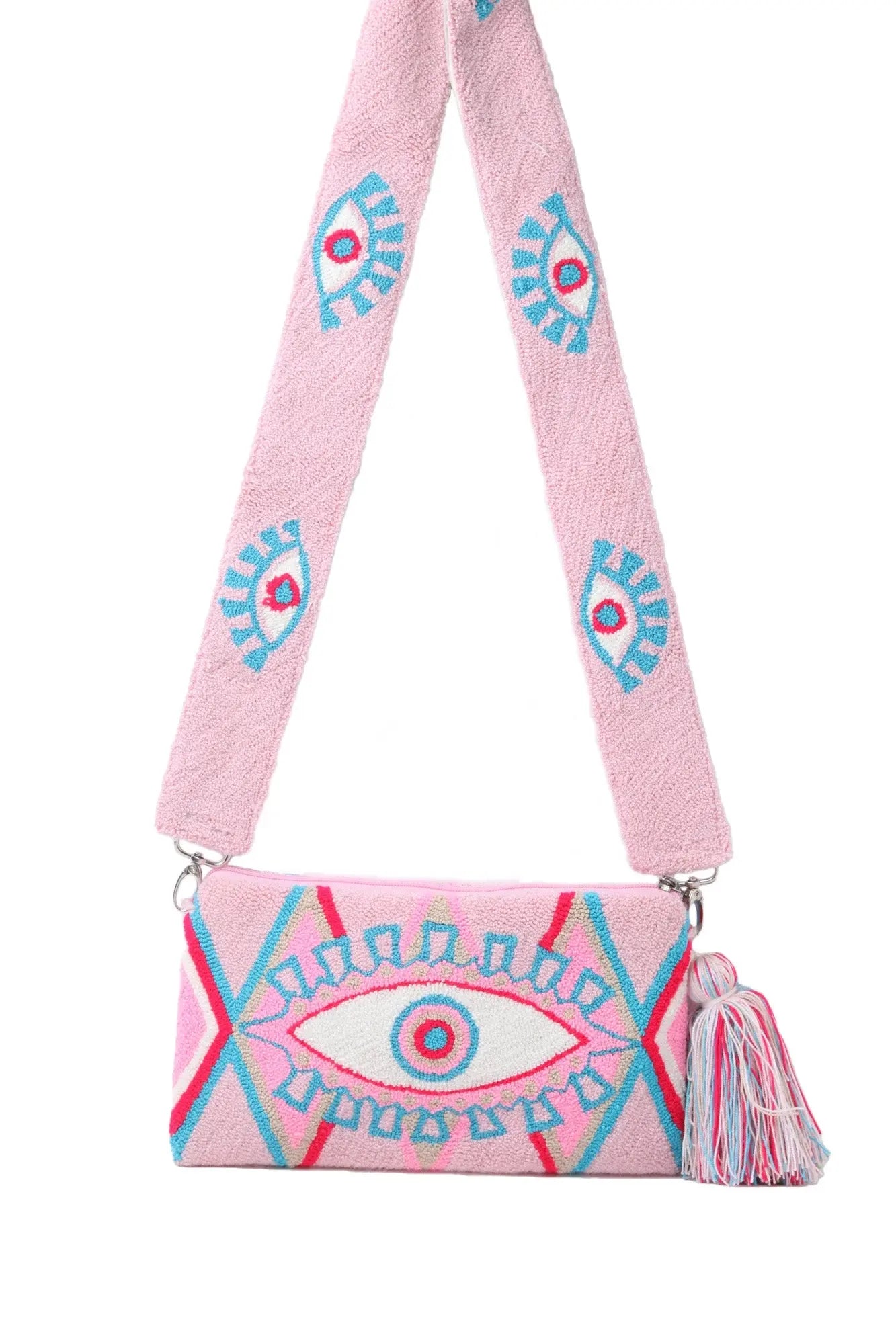 Light Pink Evil Eye Clutch + Removable Strap Best of Colombia