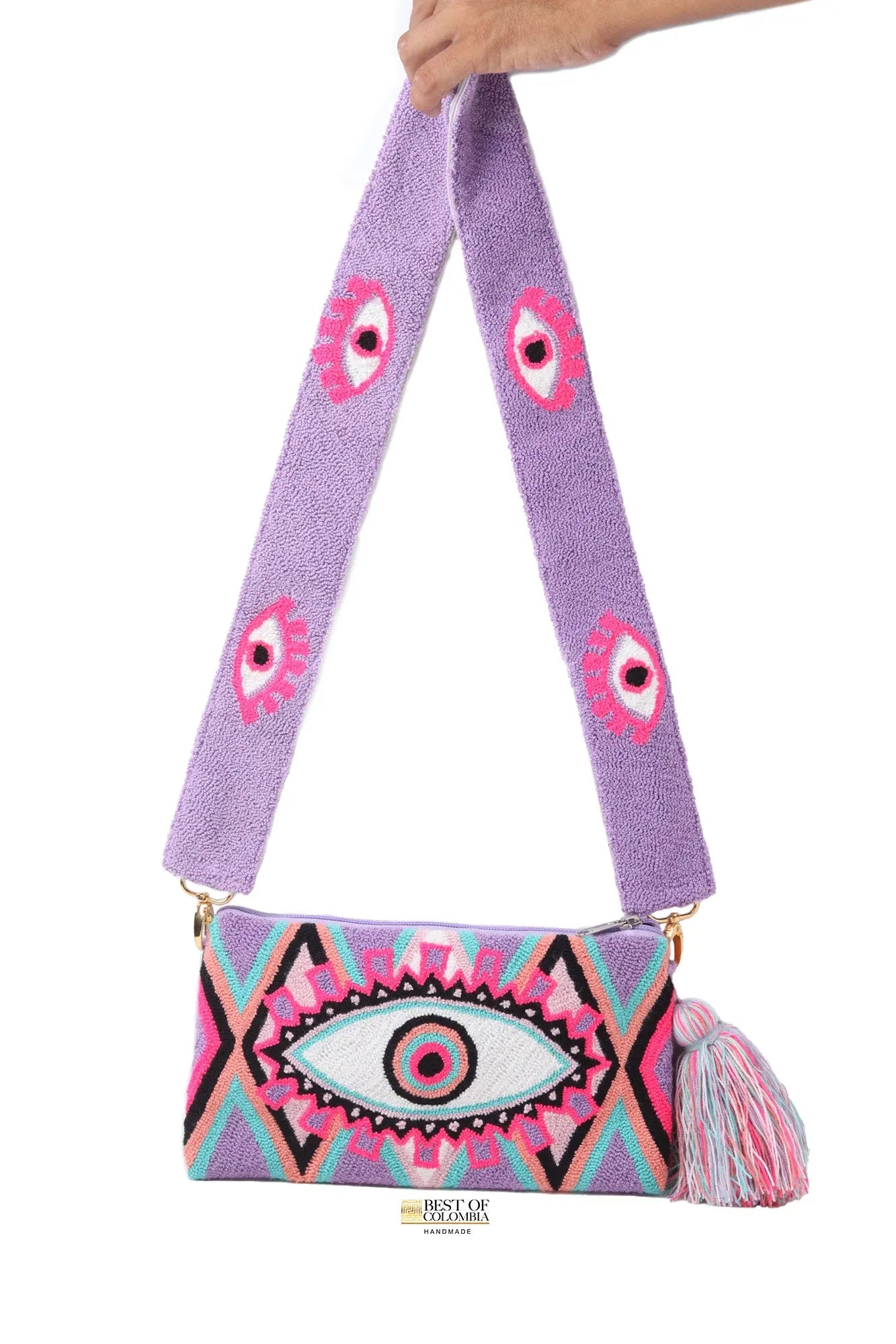 Lila Evil Eye Clutch + Removable Strap Best of Colombia