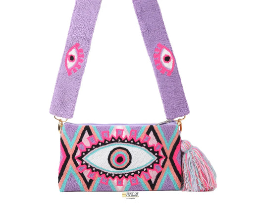 Lila Evil Eye Clutch + Removable Strap Best of Colombia
