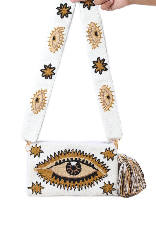 Off White Evil Eye Clutch + Removable Strap Best of Colombia