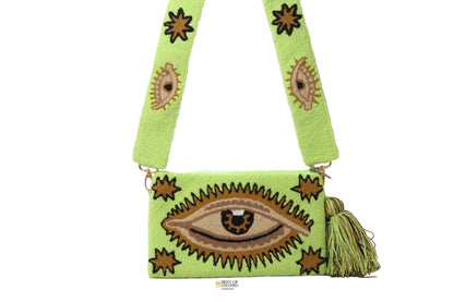 Lime Evil Eye Clutch + Removable Strap Best of Colombia