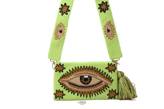 Lime Evil Eye Clutch + Removable Strap Best of Colombia