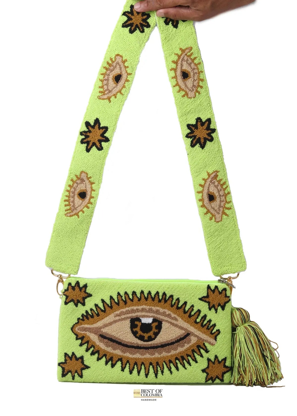 Lime Evil Eye Clutch + Removable Strap Best of Colombia