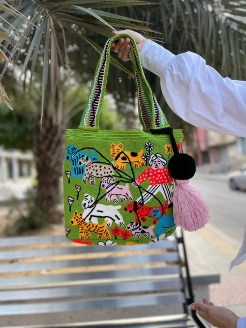 Green Large Wayuu Tote Bag - Pet edition Bestofcolombia1