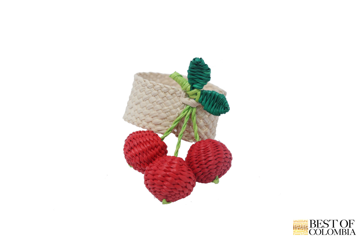 Fruit Triplets Straw Napkin Rings - 3 Berries , 3 Pears, 3 lemons