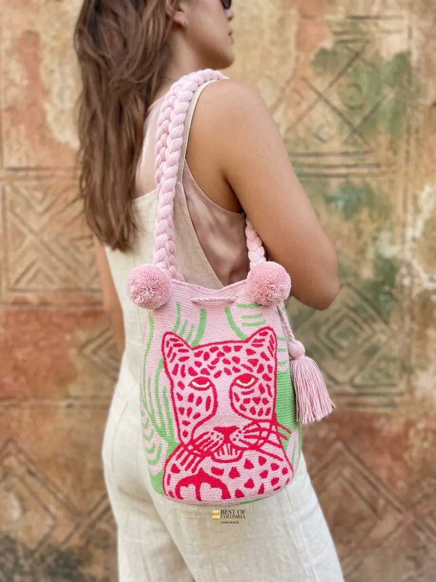 Pink Tiger Wayuu Tote - Large Best of Colombia